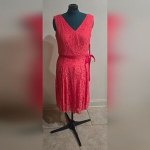 NWT Leslie Fay Lace Dress Hot Pink Sz 12